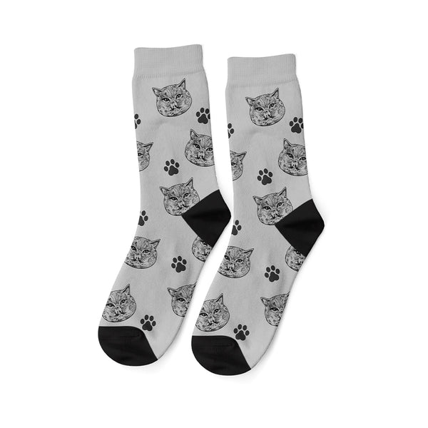 Custom Mutiple Pet Face Socks - Pen Art Style